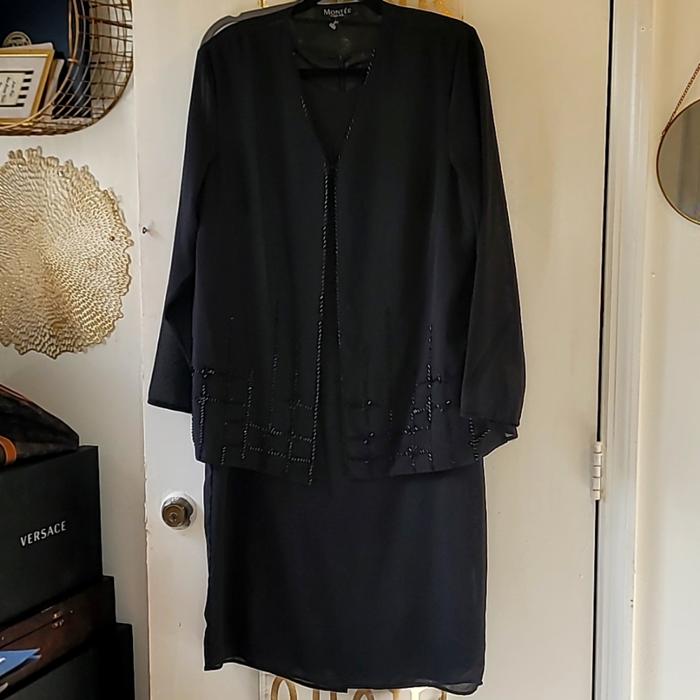 Elegant Dress & Beaded Jacket Ensemble